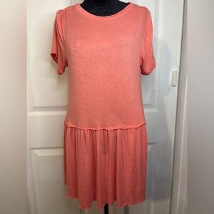 Chic Coral Short Sleeve Dress